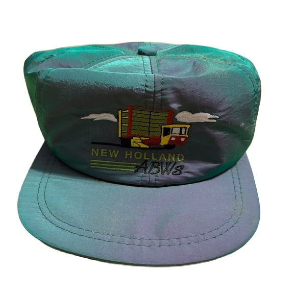 New Holland ABWS Green Blue Iridescent SnapBack Hat Trucker Embroidered Wagon - Picture 1 of 7